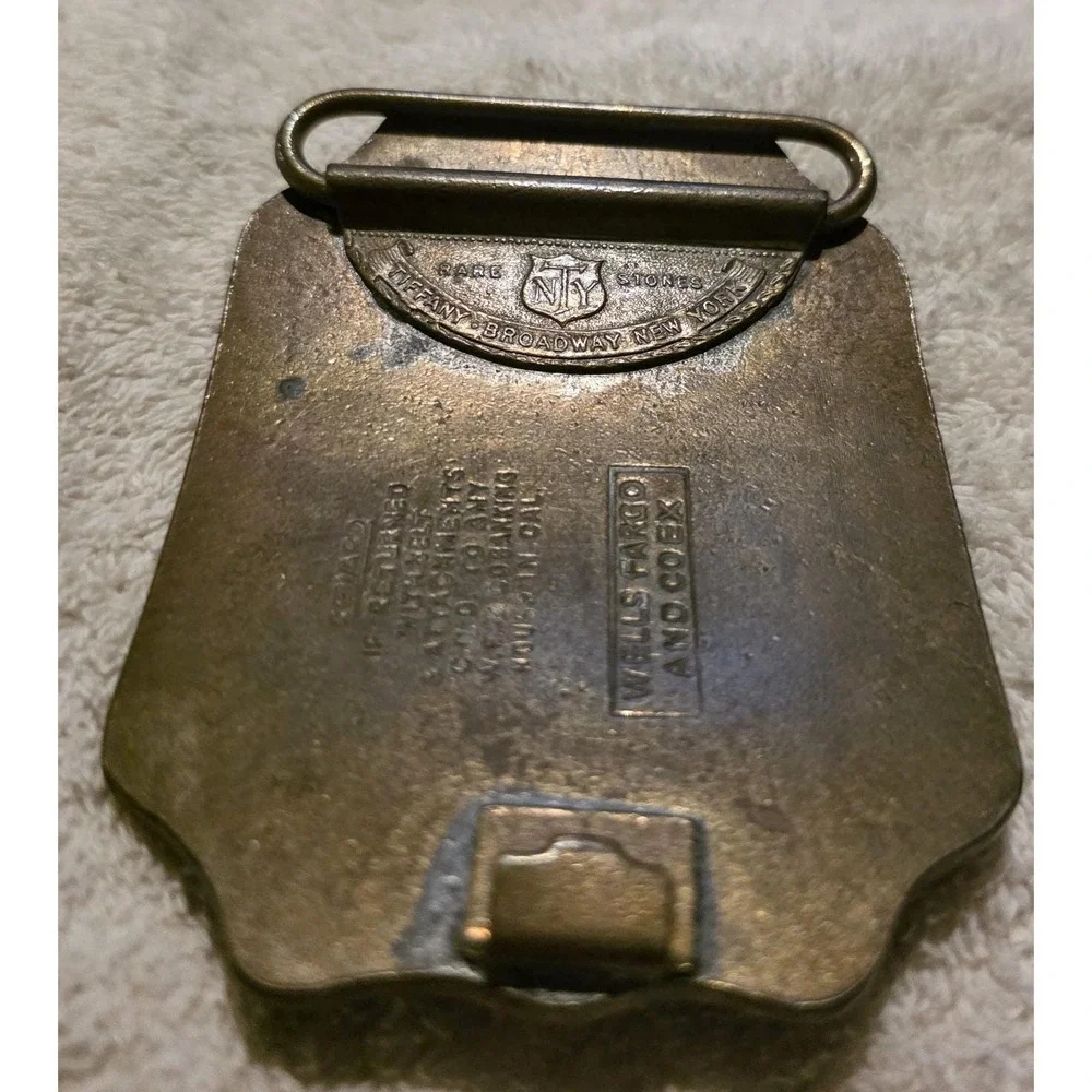 Vintage Wells Fargo & Co Folsom Brass Belt Buckle Old West Gambling Saloon 9